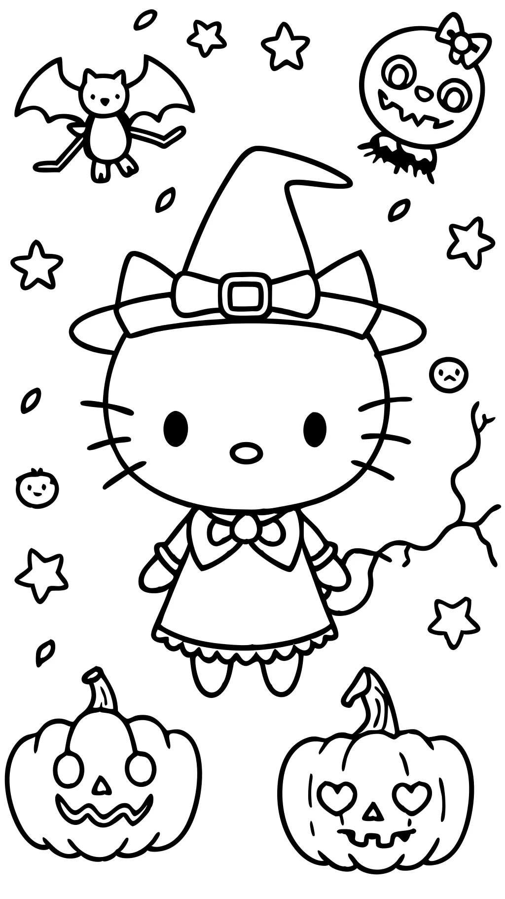 halloween hello kitty coloring page